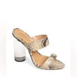 Schutz Veridiana snakeskin print Transparent Column Heel Sandals Size 9.5
